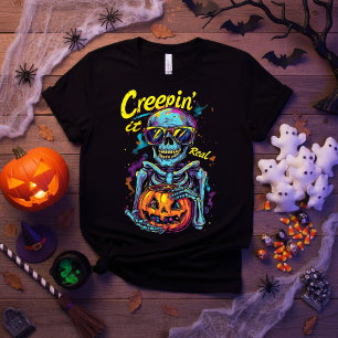 Creepin’ It Real – Funny Spooky Halloween Skeleton T-Shirt