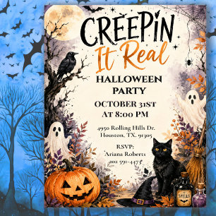 Creepin' It Real Halloween Party Invitation