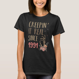 Creepin It Real Halloween Retro 1991 Holiday Birth T-Shirt
