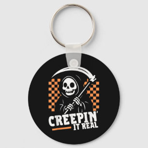 Creepin It Real Retro Grim Reaper Funny Halloween  Key Ring
