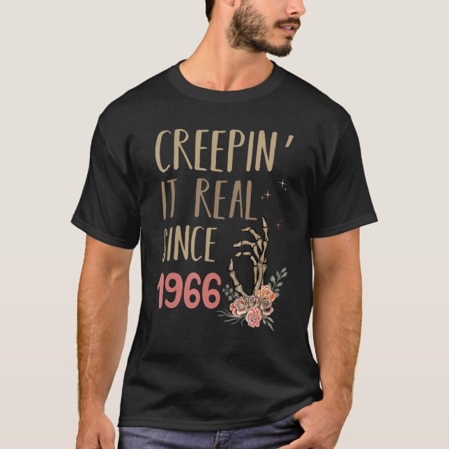 Creepin It Real Since 1966 Spooky Halloween Retro  T-Shirt (Front)