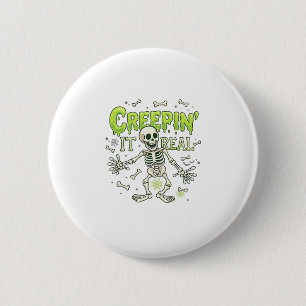 Creepin It Real Skeleton Halloween Bones Spider We 6 Cm Round Badge