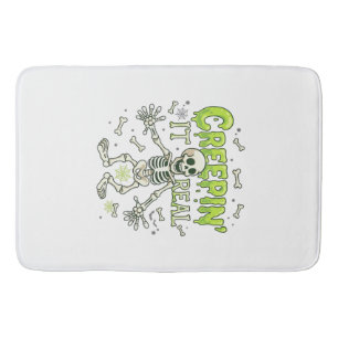 Creepin It Real Skeleton Halloween Bones Spider We Bath Mat