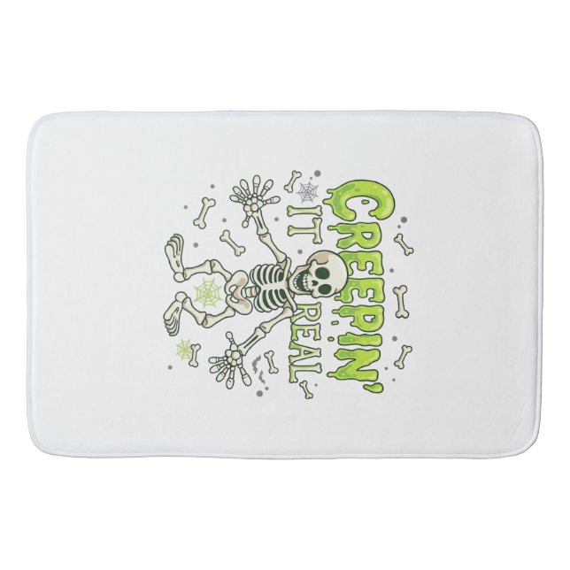 Creepin It Real Skeleton Halloween Bones Spider We Bath Mat (Front)