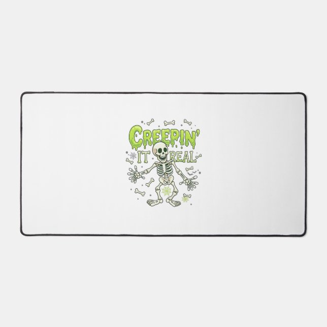 Creepin It Real Skeleton Halloween Bones Spider We Desk Mat (Front)