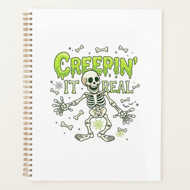 Creepin It Real Skeleton Halloween Bones Spider We Planner (Front)