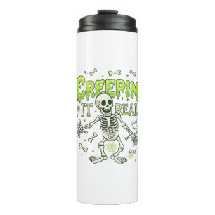 Creepin It Real Skeleton Halloween Bones Spider We Thermal Tumbler