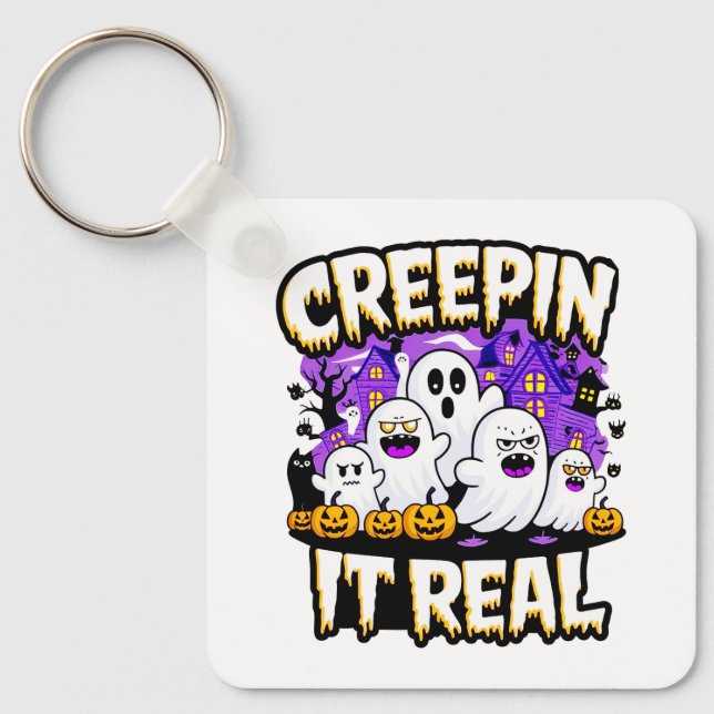 Creepin' It Real | Spooky Halloween Design Fun Key Ring (Front)