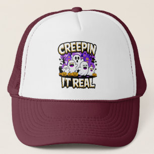 Creepin' It Real Spooky Halloween Design Fun Trucker Hat