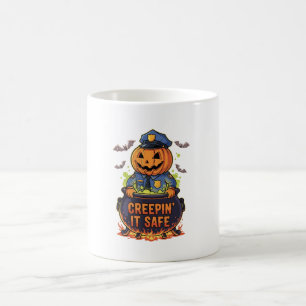 Creepin' It Safe – Funny Ghost Cop Halloween Desig Coffee Mug