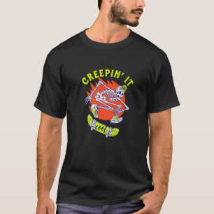 Creeping It Cool Retro Skateboarding Skeleton Hall T-Shirt