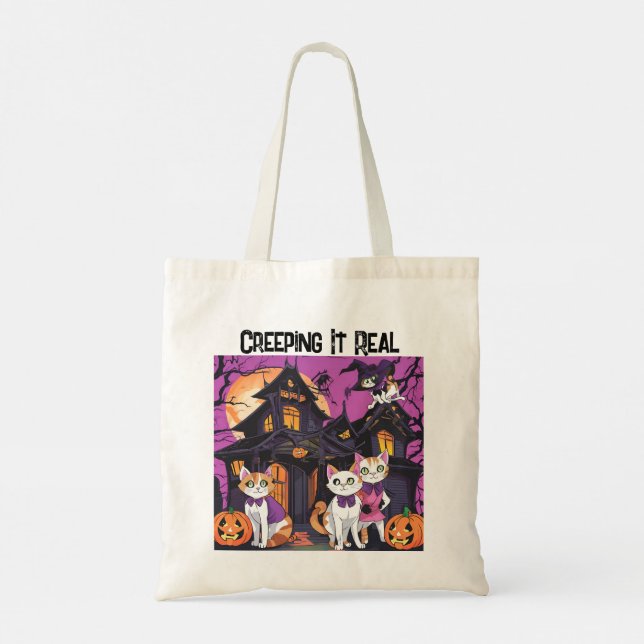 Creeping It Real Halloween Tote Bag (Back)