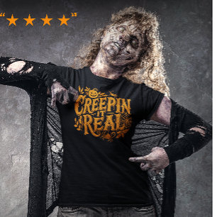 Creeping It Real Orange Halloween Retro Text Tri-Blend Shirt