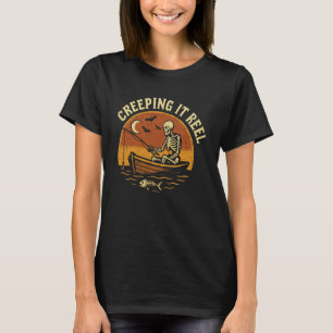 Creeping It Real Skeleton Fishing Halloween Humour T-Shirt