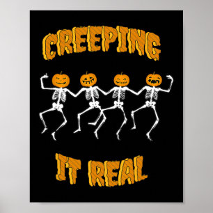 Creeping It Real Skeleton Halloween Jack'o Lantern Poster