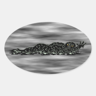 Creeping Slime Hulk Weird Horror Art Oval Sticker