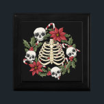 Creepmas Skull and Ribcage  Gift Box<br><div class="desc">Creepmas Skull and Ribcage with candy canes and poinsettias.</div>