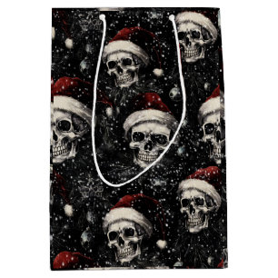 Creepmas Spooky Gothic Skulls Medium Gift Bag