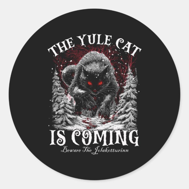 Creepmas The Yule Cat Is Coming Be Ware Of Jolakot Classic Round Sticker (Front)