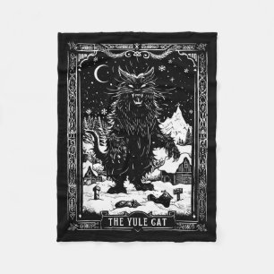 Creepmas Vintage The Yule Cat Tarot Card Dark Chri Fleece Blanket