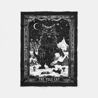 Creepmas Vintage The Yule Cat Tarot Card Dark Chri Fleece Blanket