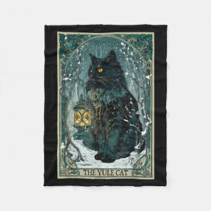 Creepmas Vintage The Yule Cat Tarot Card Dark Chri Fleece Blanket