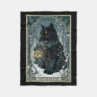 Creepmas Vintage The Yule Cat Tarot Card Dark Chri Fleece Blanket