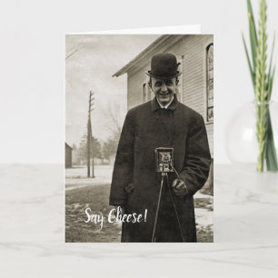 Creepy 1890's Say Cheese Camera Guy Photograph Card