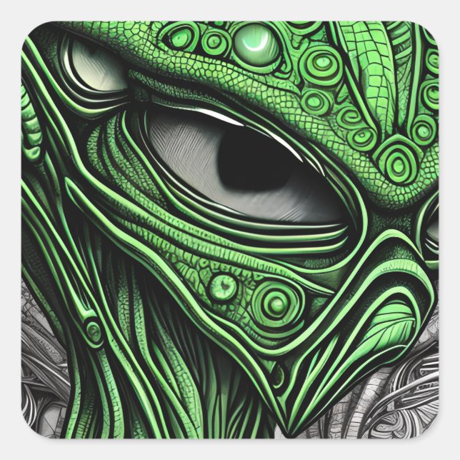 Creepy Abstract Alien Square Sticker (Front)