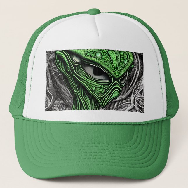Creepy Abstract Alien Trucker Hat (Front)