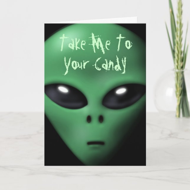 Creepy Alien Halloween Card (Front)