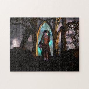 Creepy and Cute Halloween Girl Jigsaw Puzzle