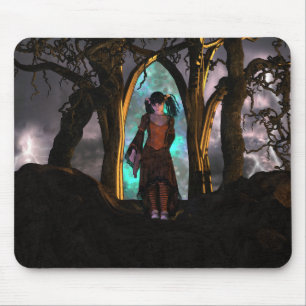 Creepy and Cute Halloween Girl Mouse Mat
