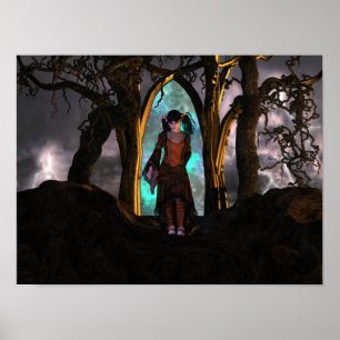 Creepy and Cute Halloween Girl Poster