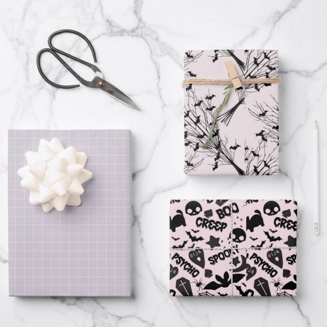 CREEPY AND SCARY HALLOWEEN WRAPPING PAPER SHEET (Front)