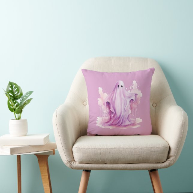 Creepy and Spooky Pink Ghost Pink Halloween Cushion (Chair)