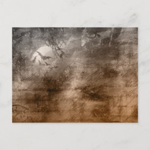 Creepy Antique Looking Birds and Writing Halloween Holiday Postcard