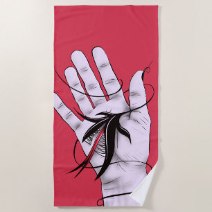 Creepy Art Weird Gothic Hand Biting Flower Monster Beach Towel