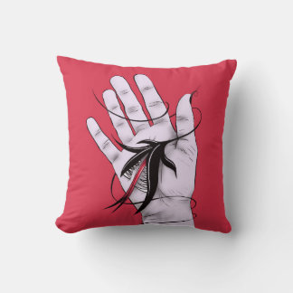Creepy Art Weird Gothic Hand Biting Flower Monster Cushion