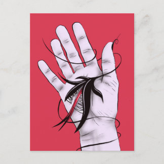 Creepy Art Weird Gothic Hand Biting Flower Monster Postcard