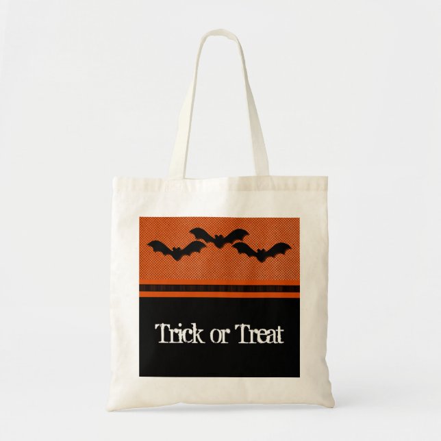 Creepy Bats Halloween Bag, Orange Tote Bag (Front)