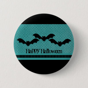 Creepy Bats Halloween Button, Teal 6 Cm Round Badge