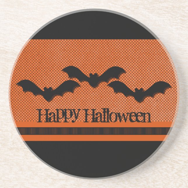 Creepy Bats Halloween Coaster, Orange Coaster (Front)