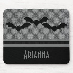 Creepy Bats Halloween Mousepad, Light Gray Mouse Mat
