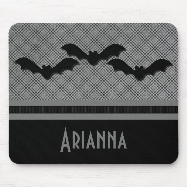 Creepy Bats Halloween Mousepad, Light Gray Mouse Mat (Front)