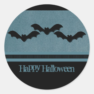 Creepy Bats Halloween Stickers, Dark Blue Classic Round Sticker