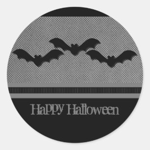 Creepy Bats Halloween Stickers, Light Grey Classic Round Sticker