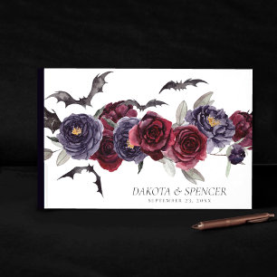 Creepy Beautiful   Dark Gothic Roses with Bats Guest Book