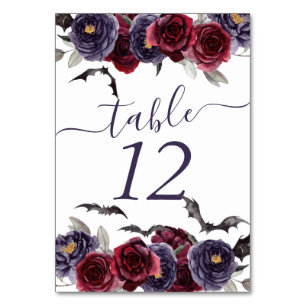 Creepy Beautiful   Dark Gothic Roses with Bats Table Number