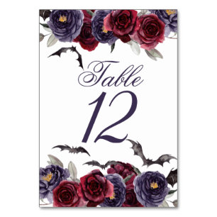 Creepy Beautiful   Dark Gothic Roses with Bats Table Number